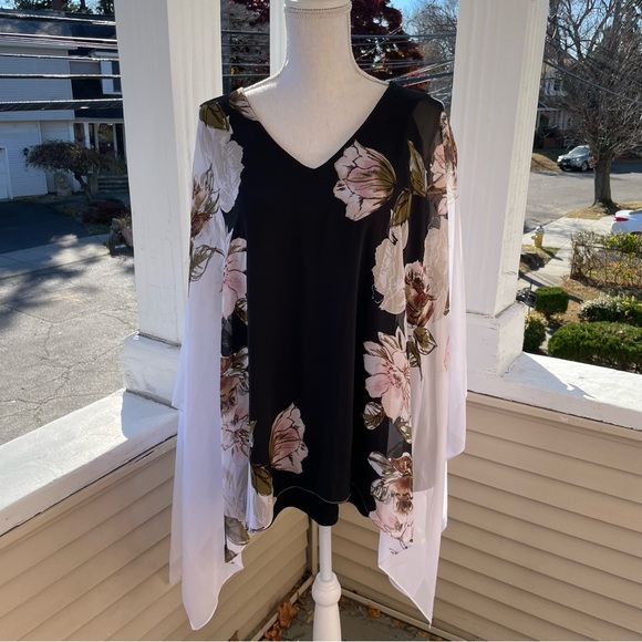 Joseph Ribkoff Cape Sleeve Floral Top Size 22 - Picture 8 of 13